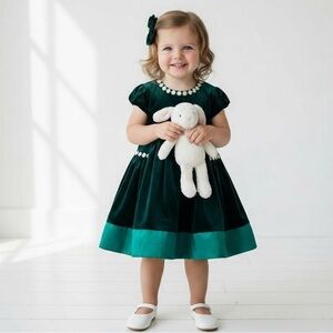 VINTAGE Green Velour Dress